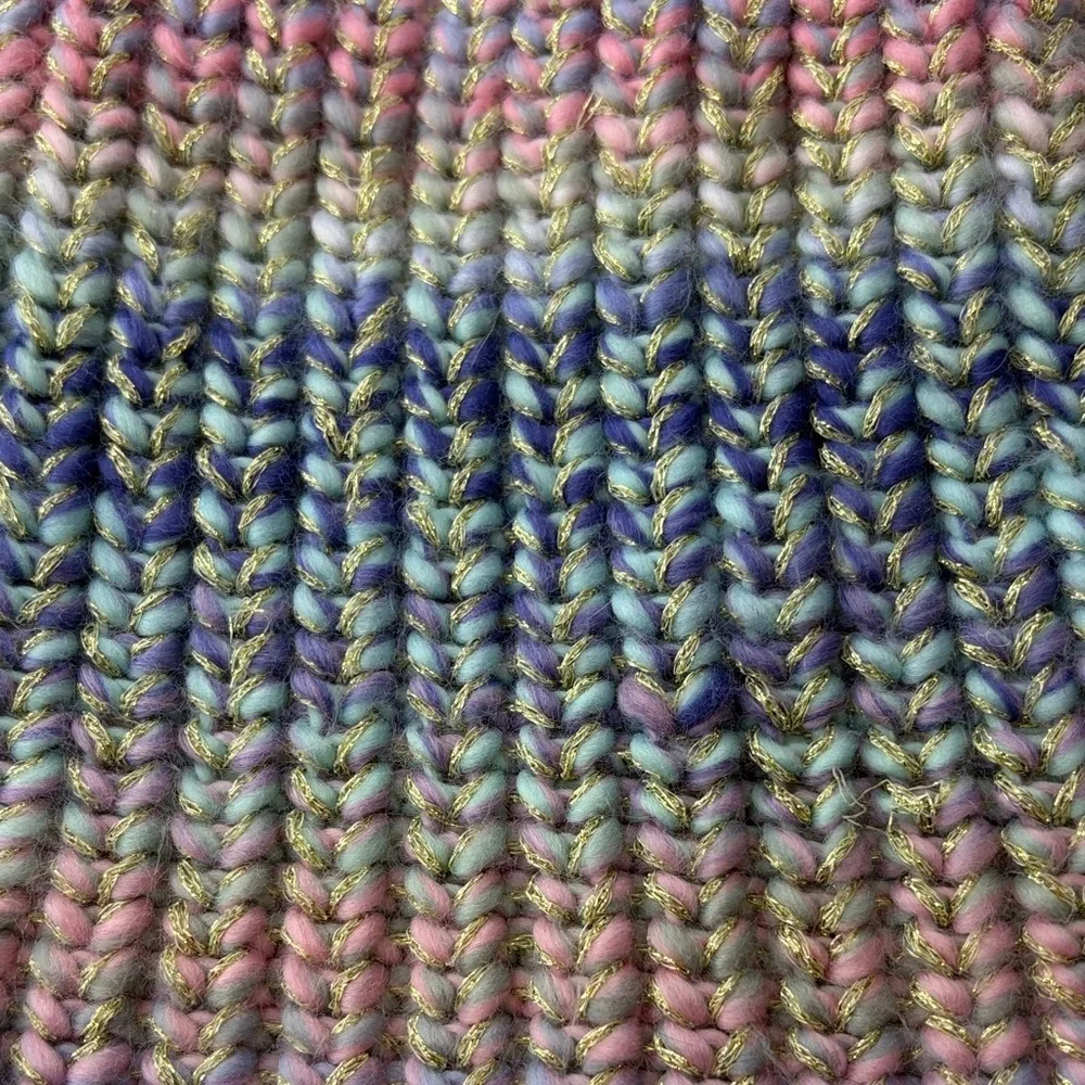 Multicolor Knit Beanie with Pom Pom